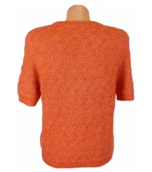 L Мек оранжев пуловер с къс ръкав