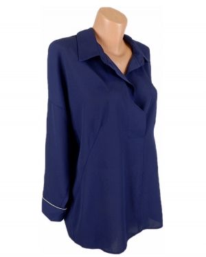 Синя блуза със спуснато рамо