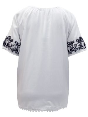 Бяла бродирана блуза от вискоза Eaonplus