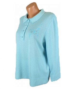 Памучен пуловер в цвят TIFFANY BLUE