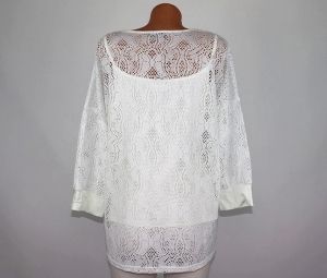 XL-XXL Бяла еластична дантелена блуза