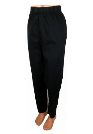 Черен памучен еластичен слим панталон на ластик M Collection