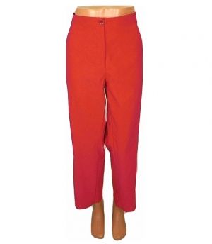 Еластичен червен панталон на ластик от вискоза Helena Vera