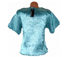 Еластична плисирана тюркоазена блуза