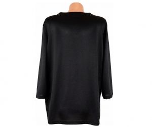 Черна еластична памучна блуза с камъчета
