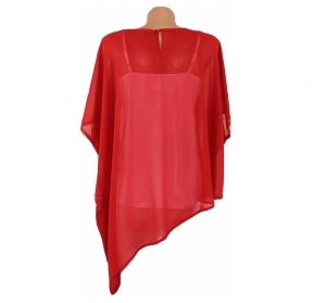 Червена шифонова асиметрична блуза