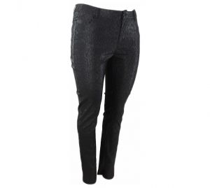 XL Черен еластичен слим панталон с лек блясък