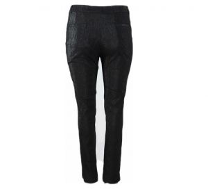 XL Черен еластичен слим панталон с лек блясък