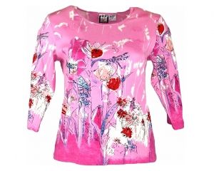 Розова трикотажна  памучна блуза с украси