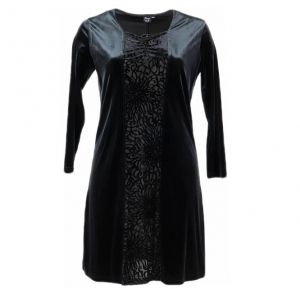 Черна еластична кадифена рокля