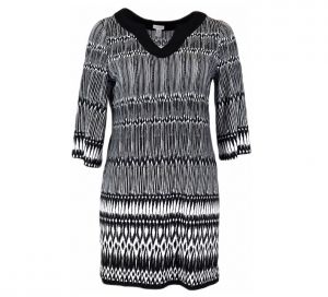 XXL Красива черно-бяла еластична рокля