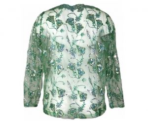 Еластична зелена блуза с пайети