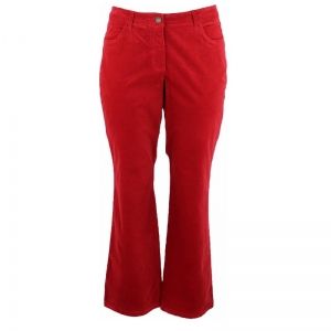 Червен памучен кадифен панталон тип дънки