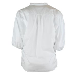 Бяла памучна блуза с буфан ръкави