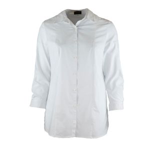Бяла памучна риза с дълъг ръкав
