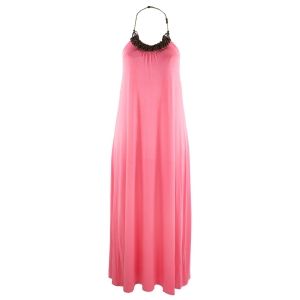 Дълга розова рокля от вискоза