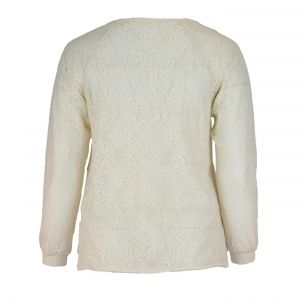 Кремава еластична памучна дантелена блуза H&M