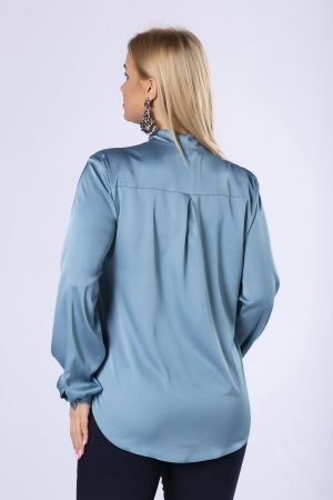 Синя елегантна блуза от сатен