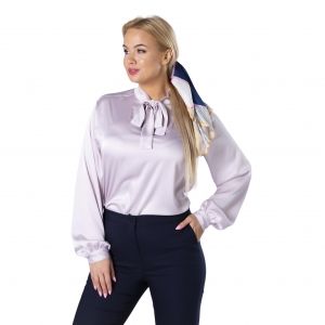 Светло-виолетова елегантна блуза от сатен
