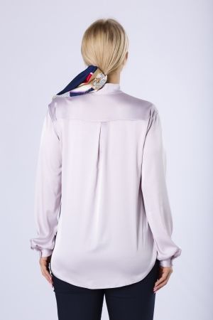Светло-виолетова елегантна блуза от сатен