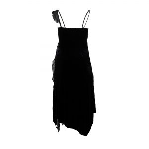 Черна официална рокля от плюшена материя