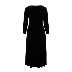 Черна официална рокля от плюш