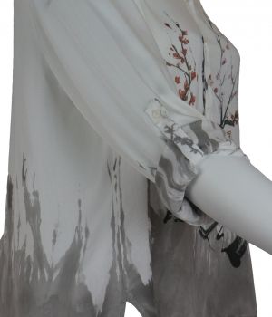Бяла блуза със сиви интересни щампи Z-one
