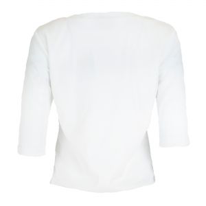 Бяла еластична блуза от лек мрежест плат