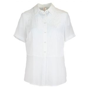Бяла риза от сатен и шифон